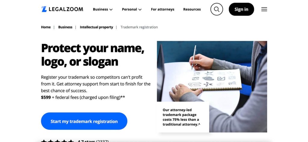 legalzoom trademark USA